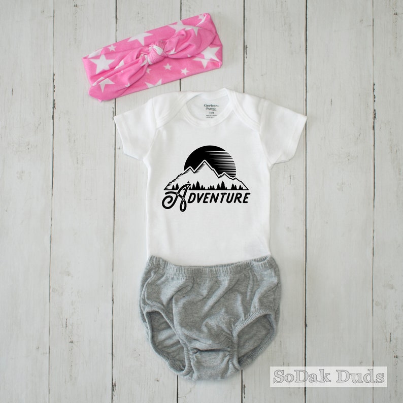 Adventure Baby Onesie\u00ae Baby Clothes Unisex Mountain New Baby Gift Nature Outdoor Baby Onesie\u00ae Little Explorer