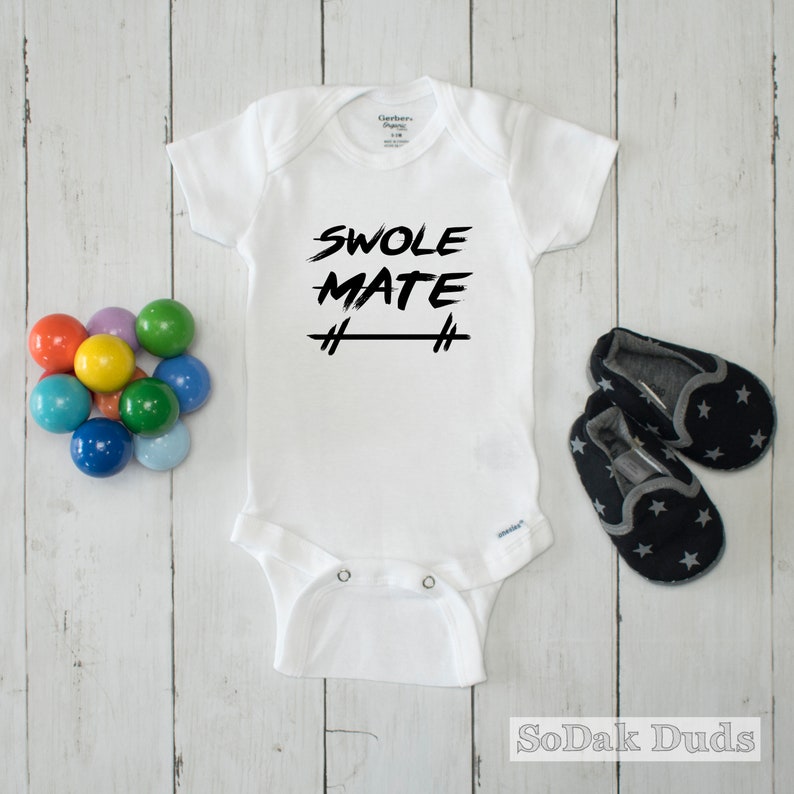 Swole Mate Baby Onesie® Workout Buddy Onesie® Funny Baby Etsy
