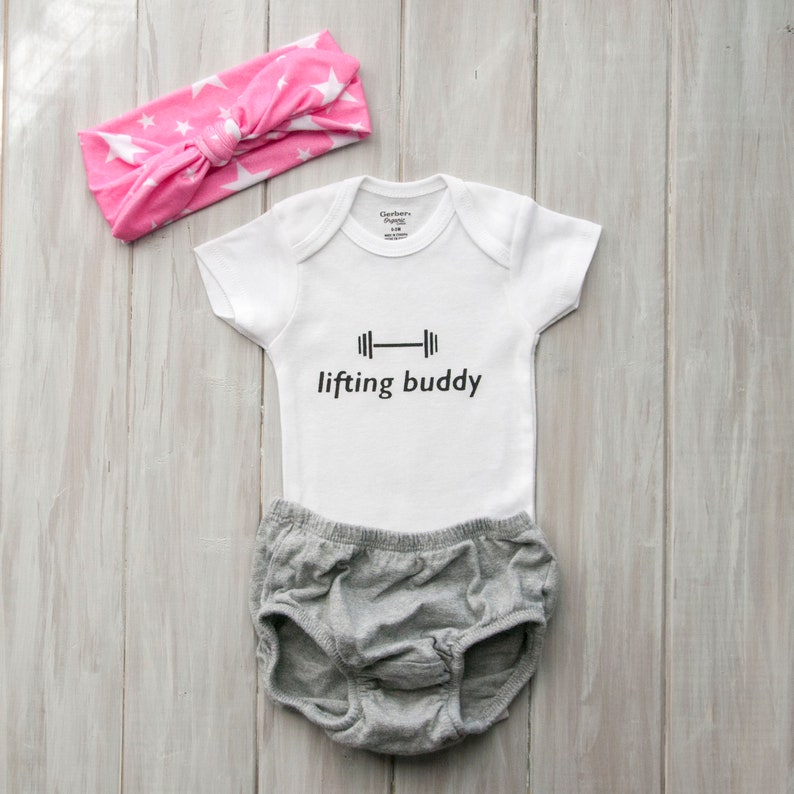 Lifting Buddy Baby Workout Baby Clothes Crossfit Baby WeightLifting Baby Workout Buddy Baby