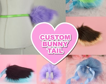 CUSTOM BUNNY TAIL - Rabbit tail rabbittail in the colors of your choice made from faux fur fabric plush vegan lots of colors