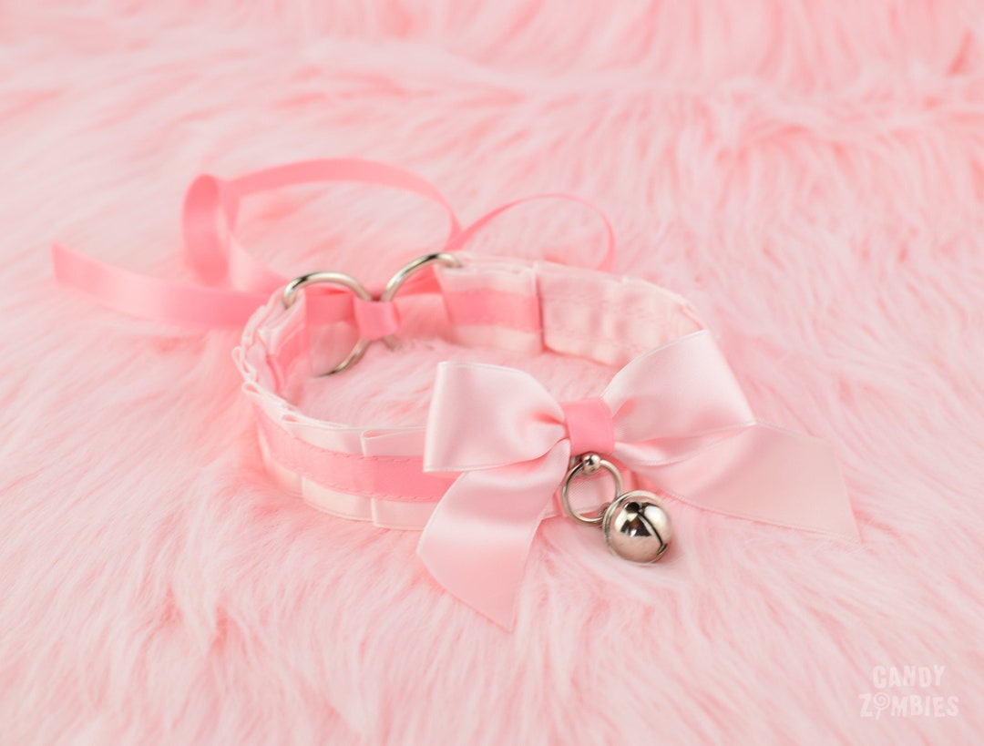 KITTY COLLAR CHOKER Baby Pink Goth Cat Collar With Ruffles Etsy