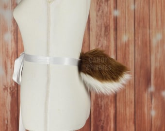 Plush Deer Tail - Faux Fur Bunny Tail - Small Fursuit Nub Tail - Custom Nub Tail Commission - Brown Furry Nub Tail - Therian Tail Rabbit