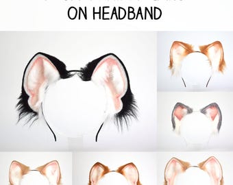 Realistic Cat Ears - Natural Faux Fur Ears - Furry Animal Ears - Anime Cosplay Costume Ears - Handmade Fursuit Ears - Fluffy Kitten Ears Set
