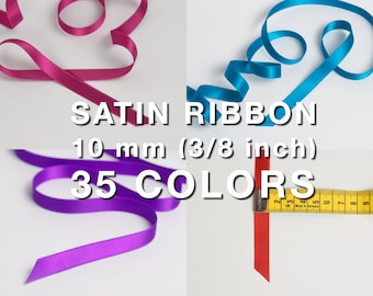 Satin ribbon 10 mm 3/8 inch Trim Wedding Supplies Crafting Sewing by the meter (0.95 EUR/m) 10mm Color Choice Quality Soft Shimmmer