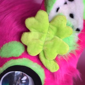 Fursuit Prop Leaf - Four Leaf Clover Fursuit Hair Clip - Furry Props Leaf - Plush Fursuit Accessoiries - Fursuit Jewelry - Minky Sprout Clip