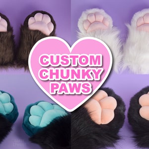 Mochi Paws Faux Fur Paws Chunky Paws in Custom Colors BYO DIY Fursuit Partial Costume Cosplay XXL with Mochi Minky Paw Pads - Made To Order