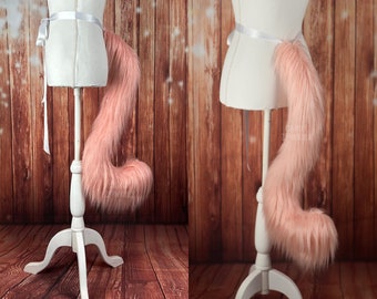 Fluffy Animal Tail - Handmade Furry Cosplay Tail - Therian Gear - Petplay Cat Wolf Fox Dog - Fursuit Tail Premade - Kemonomimi Accessories