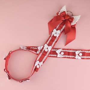 Satin Lace Headband Holder - 10 Slot Red & White - Cute Organizer for Kemonomimi Ears
