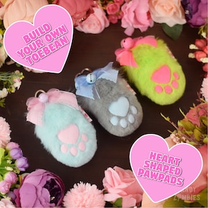 Cat Paw Keychain - Toebean Key Chain - Custom Color Faux Fur with Squeaker Inside!
