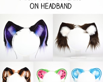 Cat Costume Ears - Faux Fur Animal Ears - Fluffy Cosplay Ears - Kemonomimi Cosplay Accessory - Cat Therian Gear - Handmade Kitten Petplay