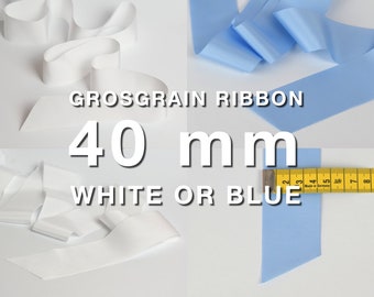 Grosgrain Ribbon 40mm White Light Blue Trim Wedding Supplies Crafting Sewing by the meter (2.95 EUR/m) Polyester 40 mm pastel color Quality