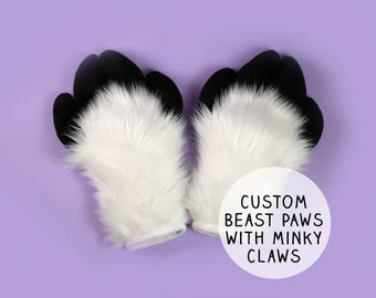 Fursuit Beast Paws with Long Claws - Custom Furry Paws - Fursuit Hand Paws - Fluffy Beast Paws - Custom Fursuit Puffy Paws - Therian Gear