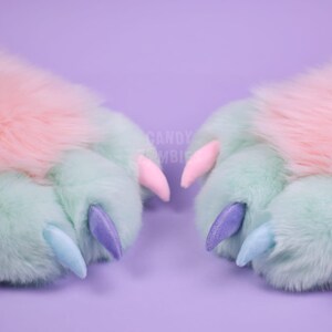 Pastel Fursuit Paws - Faux Fur Furry Paws - Fursuit Commission - Fursuit Partial - Fluffy Therian Paws - Custom Furry Suit Paws Furry Gloves image 5