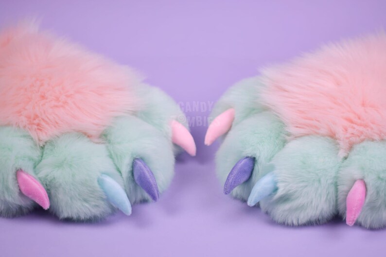 Pastel Fursuit Paws - Faux Fur Furry Paws - Fursuit Commission - Fursuit Partial - Fluffy Therian Paws - Custom Furry Suit Paws Furry Gloves image 5