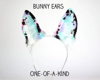 Cute Bunny Ears - Faux Fur Ears on Headband - Bunny Cosplay Costume - Fursuit Ears - Fluffy Animal Ears - Furry Ears - Therian Petplay Gear