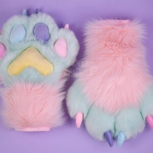 Pastel Fursuit Paws - Faux Fur Furry Paws - Fursuit Commission - Fursuit Partial - Fluffy Therian Paws - Custom Furry Suit Paws Furry Gloves image 4
