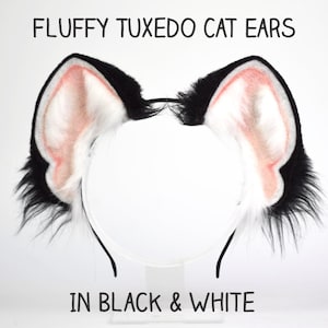 Black Cat Ears - Faux Fur Ears - Furry Animal Ears - Anime Cosplay Costume Ears - Handmade Fursuit Ears - Dog Ears - Therian Gear Petplay