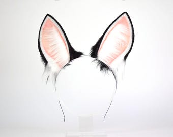 Cosplay Bunny Ears - Headband with Black Bunny Ears - Cosplay Costume Ears - Black Bunny Cosplay Ears - Kemonomimi Ears - Rabbit Therian