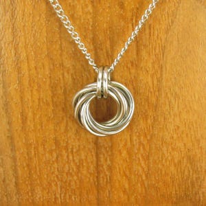 Infinity Love Knot, Stainless Steel Chainmail Necklace Pendant, 11th Anniversary Gift, Steel Anniversary, #101