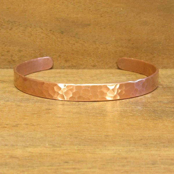 Pure Copper Bracelet, 99.99%, Lightweight Adjustable, Handmade Hammered Round or Oval, Arthritis Lore, Men Women, Size 6 7 8 8.5, #166-2