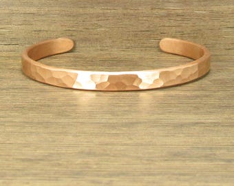 Heavy Pure Copper Cuff Bracelet, 6 mm Wide, Handmade Round or Oval, Arthritis Lore, #366-2