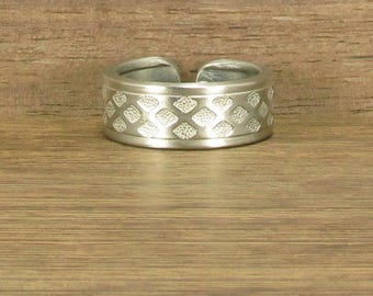 Size 11 Stainless Steel Spoon Cuff Ring Handmade, #375
