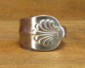 Spoon Ring Handmade, Stainless Steel Band, size 11, #107