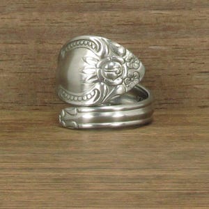 Stainless Steel Spoon Ring Handmade, Floral, Size 10, #402
