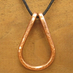 Pure Copper Pendant Necklace, 99.99%, Handmade, Silky Nylon Cord, Lobster Claw Clasp, #227-2