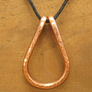 Pure Copper Pendant Necklace, 99.99%, Handmade, Silky Nylon Cord, Lobster Claw Clasp, #227