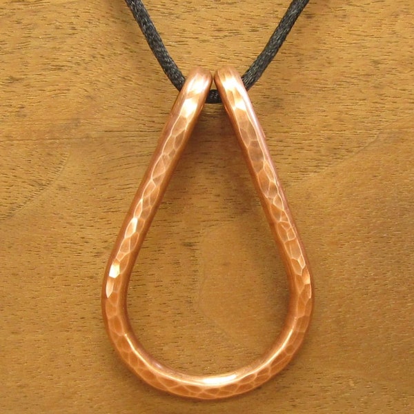 Pure Copper Pendant Necklace, 99.99%, Handmade, Silky Nylon Cord, Lobster Claw Clasp, #227-2