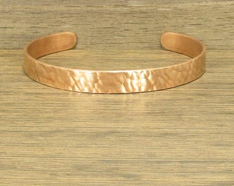 Pure Copper Cuff Bracelet, 8 mm Wide, Adjustable, Handmade Round or Oval, Arthritis Lore, #214-7