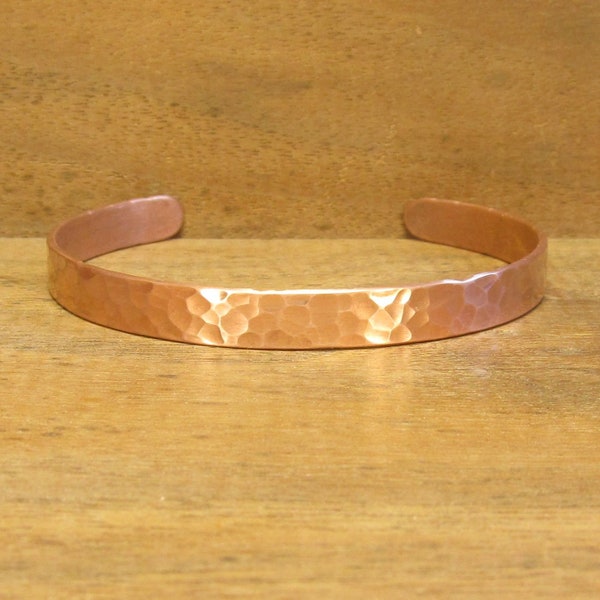 Pure Copper Bracelet, 99.99%, Light Weight Adjustable, Handmade Hammered Round or Oval, Arthritis Lore, Men Women, Size 6 7 8 8.5, #248-2