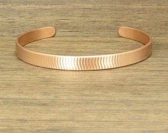 Pure Copper Cuff Bracelet, 6 mm Wide, Adjustable, Handmade Round or Oval, Arthritis Lore, #166-8