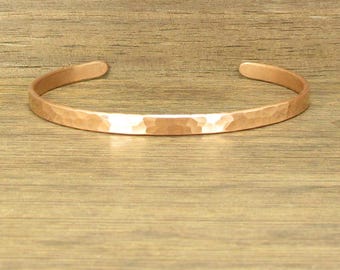 Pure Copper Cuff Bracelet, 4.5 mm Wide, Narrow Petite, Adjustable, Handmade, Arthritis Lore, #66-2
