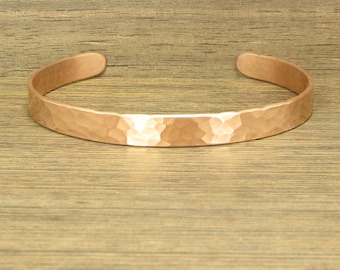 Pure Copper Cuff Bracelet, 6 mm Wide, Adjustable, Handmade Round or Oval, Arthritis Lore, #166-2