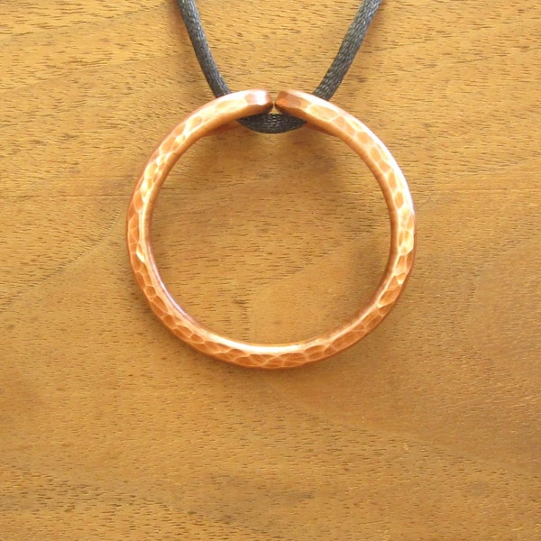 Pure Copper Pendant Necklace, 99.99%, Handmade, Silky Nylon Cord, Lobster Claw Clasp, #228-2