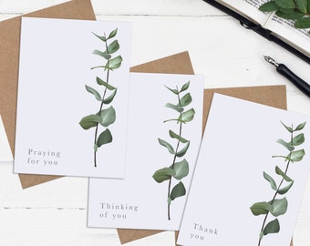 Christian Botanical Greetings Card,  Set of Three Cards, Sympathy Card, Thank You Card, Thinking of you Card, Eco Friendly