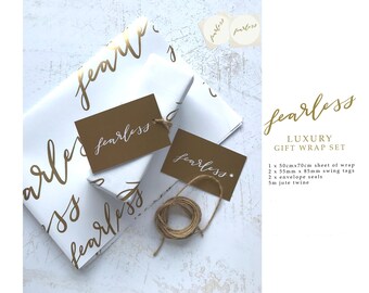 Christian 'Fearless' cadeauverpakking: goud metallic inkt, FSC-papier