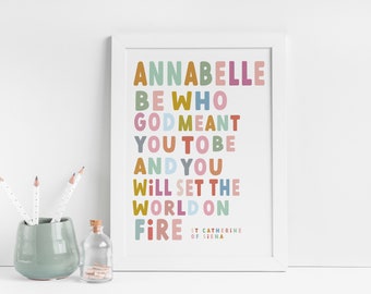 Personalised Catherine of Siena Art Print: Catholic Inspirational Quote