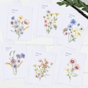 Cartes de remerciement florales Spring Meadow, Cartes vierges, Cartes de foi, Cartes de remerciement, Jeu de six cartes, Cartes chrétiennes, Respectueux de l'environnement
