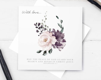 Christian Peace Of God Floral Greeting Card With Bible Verse - Philippians 4:7