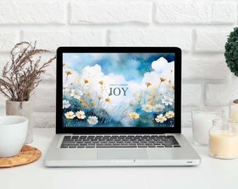 Bible Verse Laptop Wallpaper - Today I Choose Joy Floral Design - High Resolution - Christian Digital Wallpaper - PNG