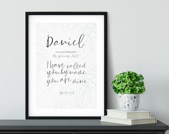 Personalised Christian Faith Print - I Have Called You By Name You Are Mine Minimalist Art - Isaiah 43:1