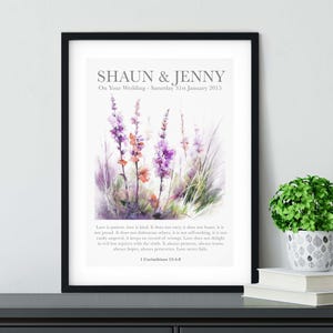 Personalised Christian Wedding Love Is Patient Floral Print - 1 Corinthians 13:4-8