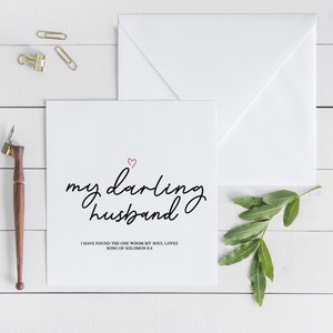 Mi querido esposo Tarjeta de felicitación minimalista - He encontrado a Aquel a quien mi alma ama Tarjeta - Canción de Salomón 8: 4 - Tarjeta en blanco