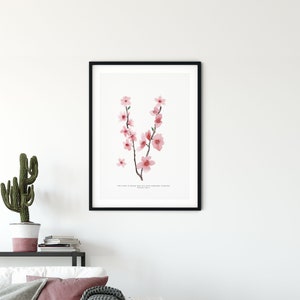 Christian Cherry Blossom Watercolour Print - The Lord Is Good And His Love Endures Forever Art Print - Psalm 100:5 - Eco Friendly Art Print