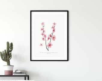 Christian Cherry Blossom Watercolour Print - The Lord Is Good And His Love Endures Forever Art Print - Psalm 100:5 - Eco Friendly Art Print