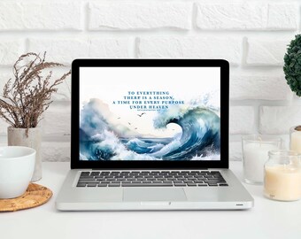 Bible Verse Laptop Wallpaper - Ecclesiastes 3:1 - High Resolution - To Everything There Is A Season Seascape Christian Digital PNG