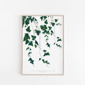 It Is For Freedom That Christ Has Set Us Free Art Print - Galatians 5:1 - Green Trailing Ivy Botanical Christian Wall Print